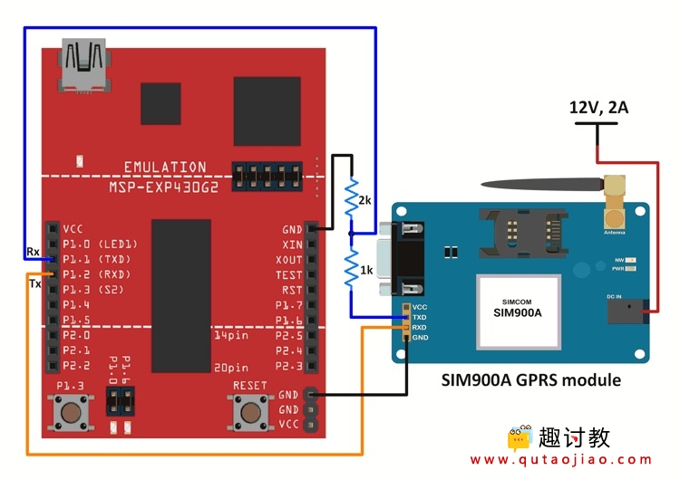 (十二)msp430进阶:sim900a gprs模块与msp-exp430g2 ti launchpad连接