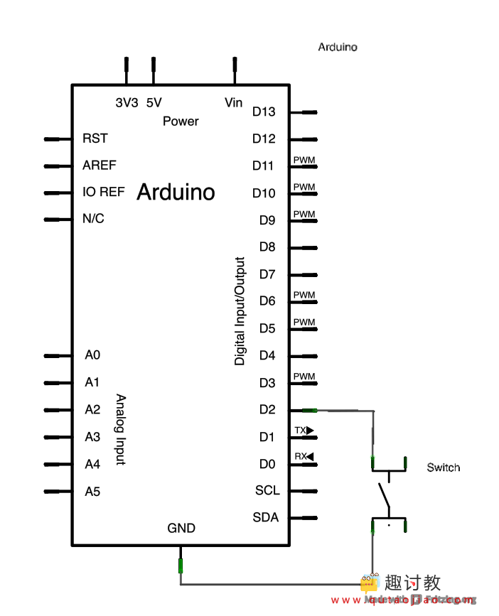 Arduino内置教程-数字-数字输入上拉
