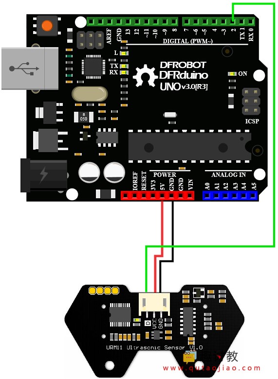 Arduino超声波传感器-URM11V1.0超声波测距传感器