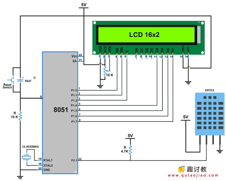 （九）DHT11传感器与8051连接教程