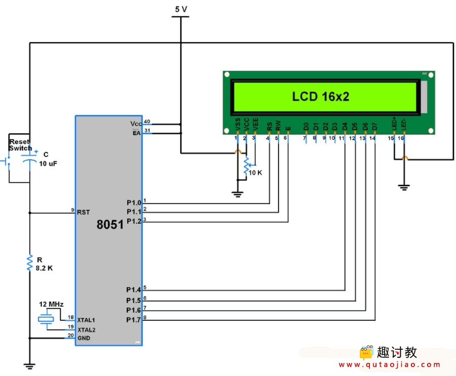 （二）LCD16x2在4位模式下与8051连接