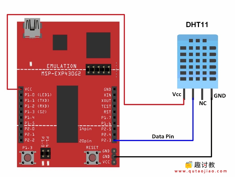 （二）msp430进阶：DHT11传感器与MSP-EXP430G2 TI Launchpad连接