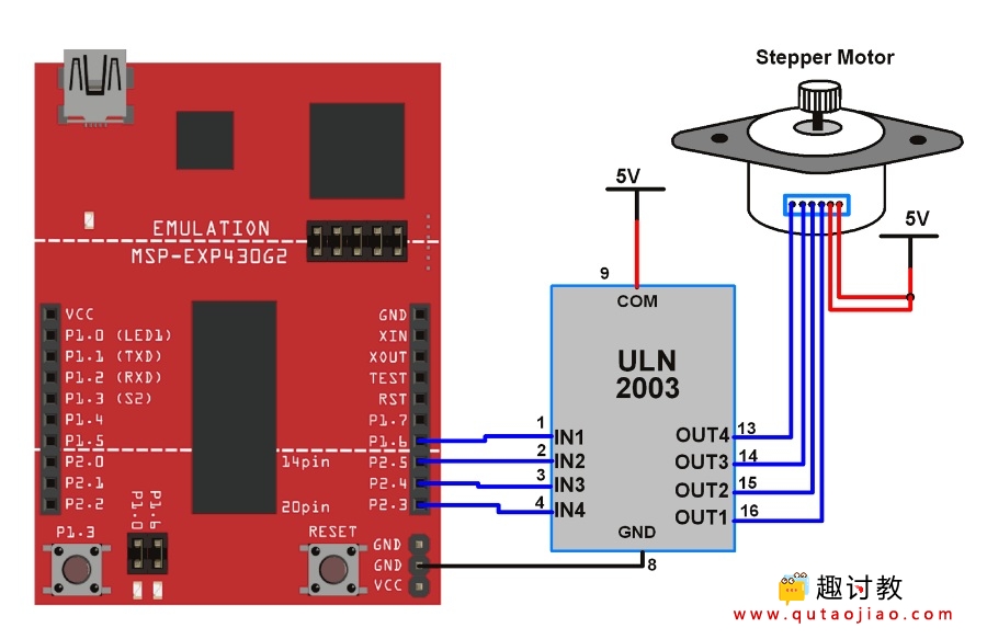 (二十一)msp430进阶:步进电机与MSP-EXP430G2 TI Launchpad连接