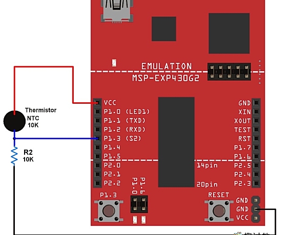 （二十二）msp430进阶：热敏电阻与MSP-EXP430G2 TI Launchpad连接
