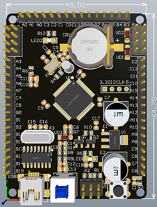 开源stm32f103-64pin开发板设计图纸