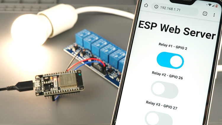 ESP32 继电器模块 – 控制交流电器(Web 服务器)